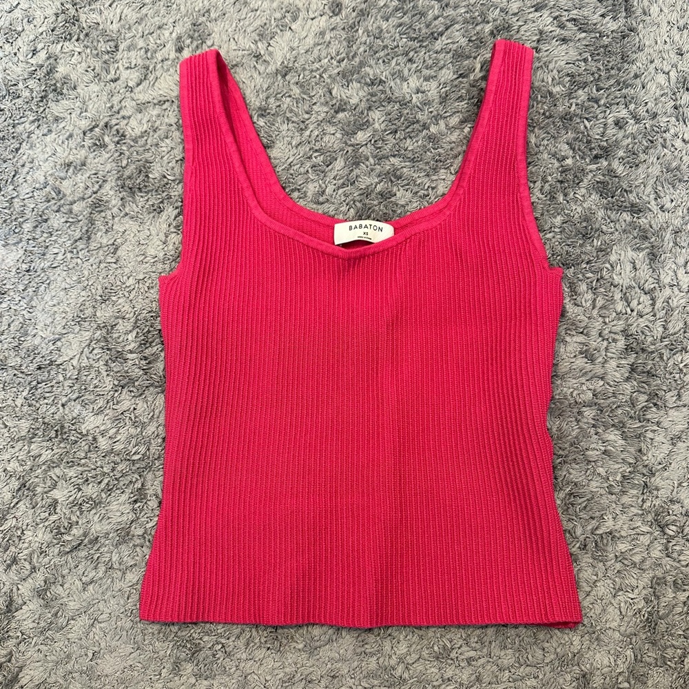 Aritzia Babaton Sculpt Knit Tank Top in Hot Pink Size XS